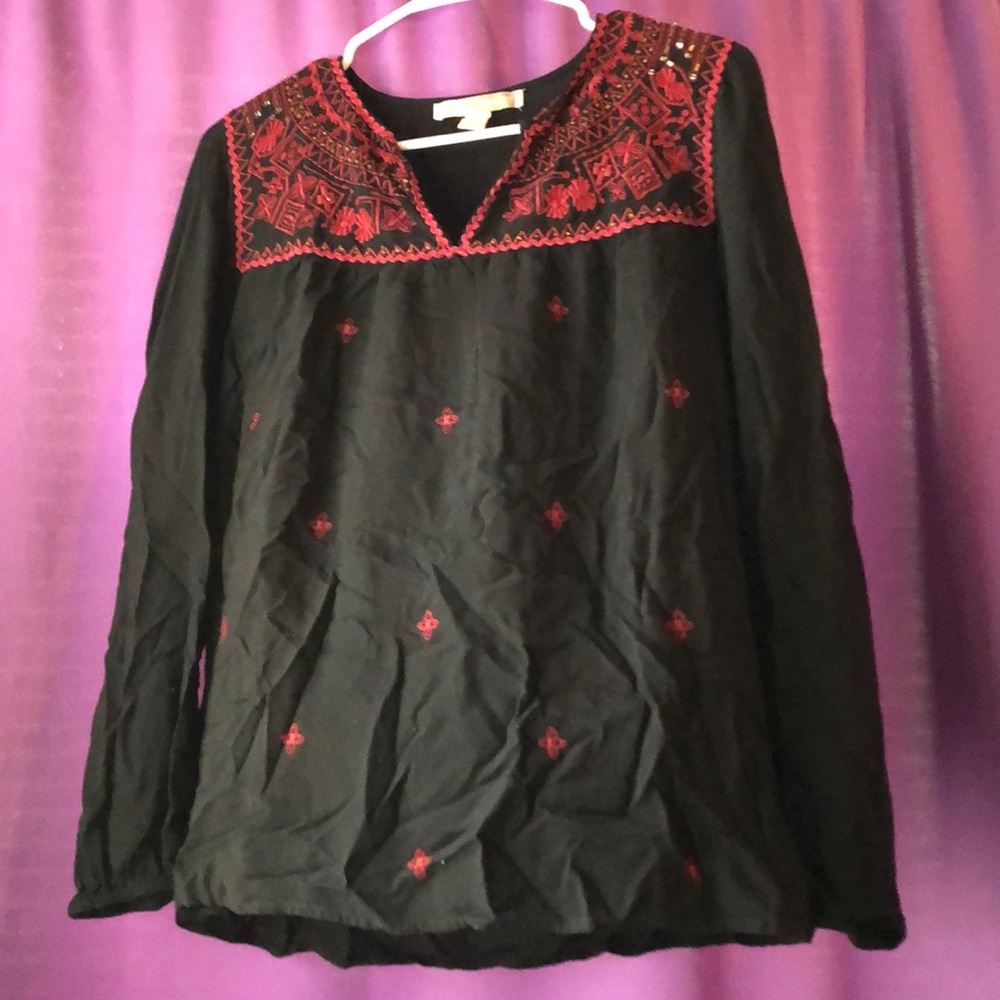 Long Sleeved Embroidered Blouse